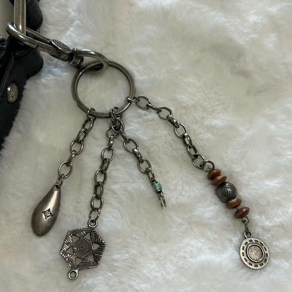 The Sak Black Knit Crochet Shoulder Bag With Charms Resort Purse - Picture 6 of 10